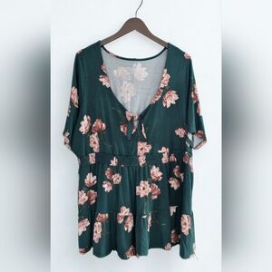 Torrid Green Floral Blouse